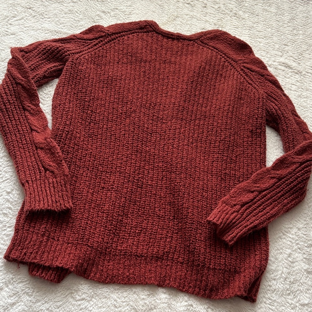 Women's Rust Color Open-Front Sweater/Cardigan - Picture 6 of 6